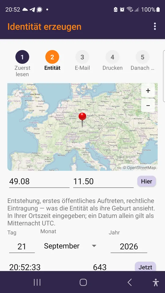 Eine Identität entstehen lassen: Ort und Augenblick des Ursprungs.
