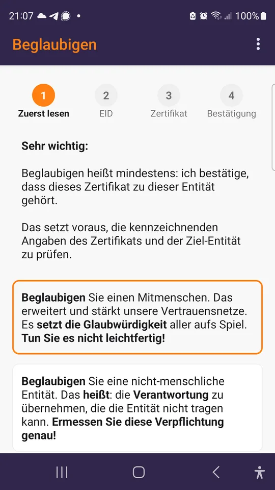 Beglaubigen: wozu diese Geste verpflichtet, gesagt, bevor sie angeboten wird.