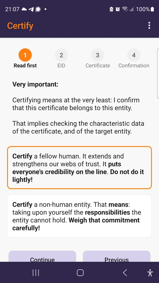 Certifying: what the gesture commits you to, said before it is offered.