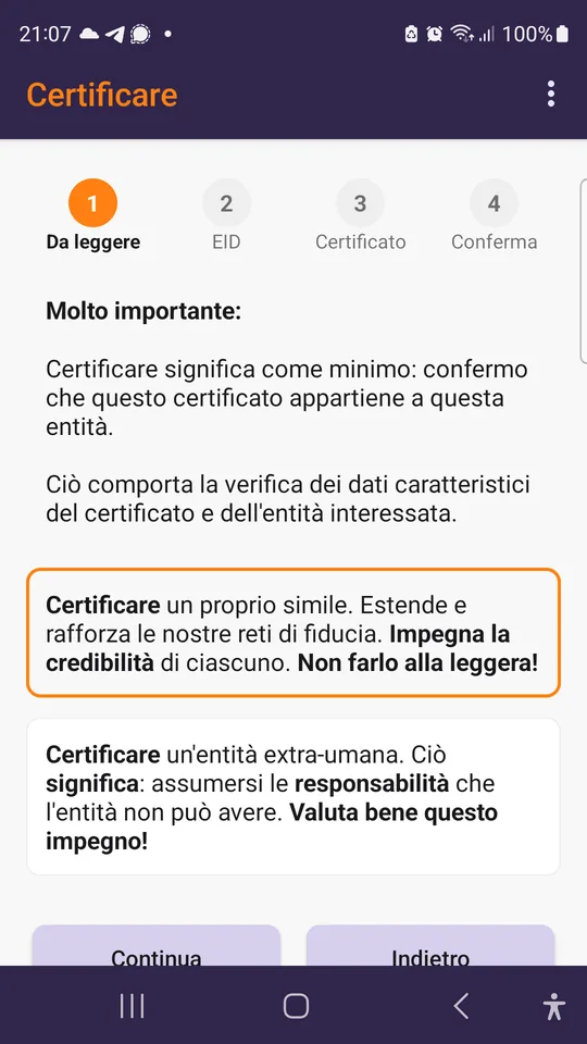 Certificare: ciò che questo gesto impegna, detto prima che venga proposto.