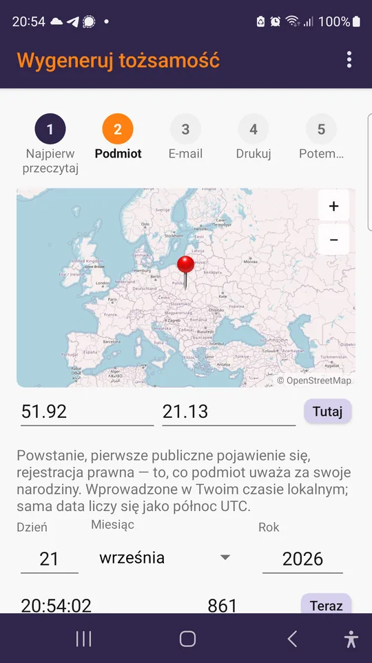 Powołanie tożsamości do życia: miejsce i chwila pochodzenia.