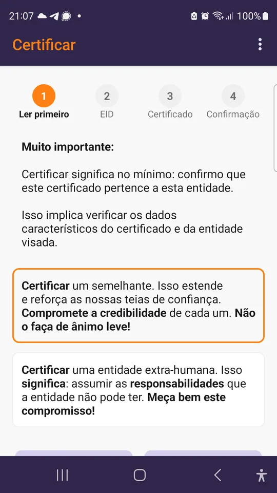 Certificar: o compromisso que este gesto implica, explicado antes de ser proposto.